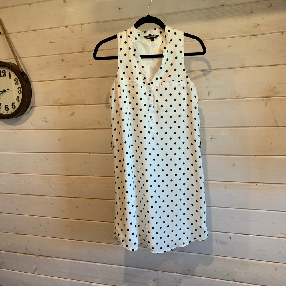 EXPRESS | White & Black Polka Dot Dress
